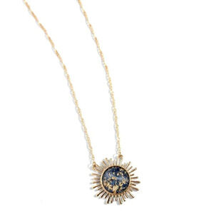 Women's Gold dainty gold chain, a gold sunburst pendant necklace & earring set